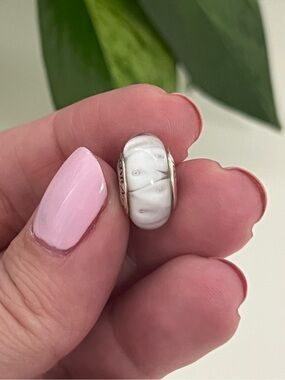 Pandora White Looking Glass Murano Charm, 925
